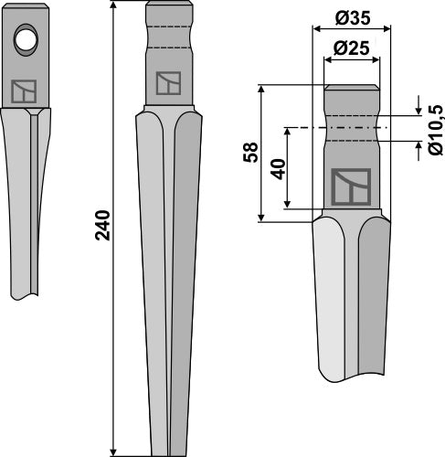 Tine for rotary harrows