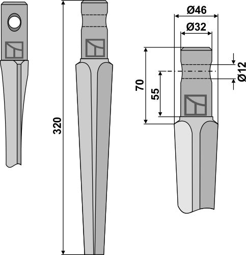 Tine for rotary harrows