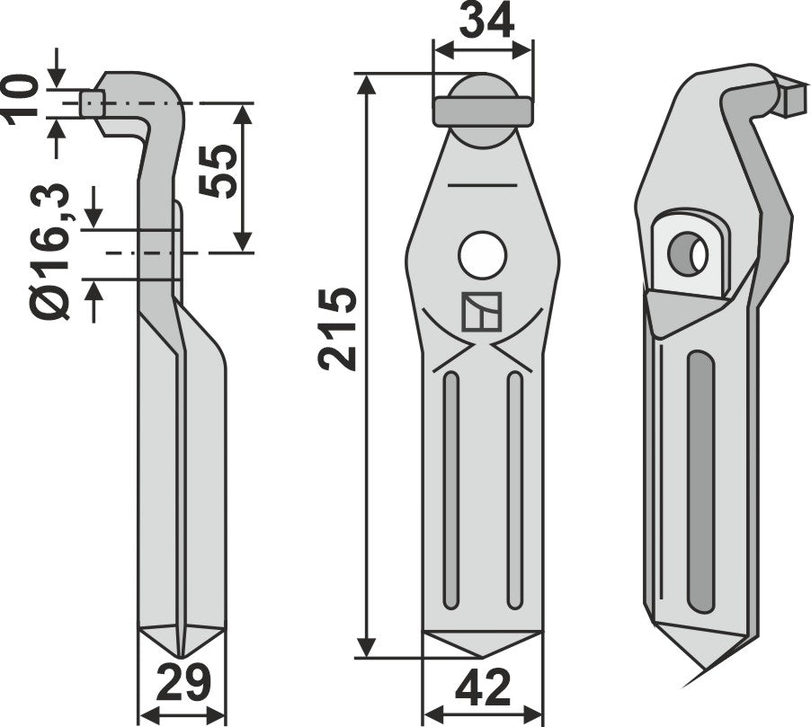 Rotary tine 215x42mm