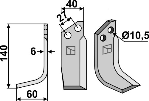 Blade 140x40mm, left