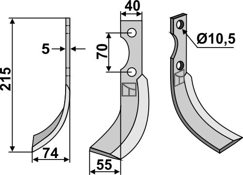 Blade 215x40mm, left