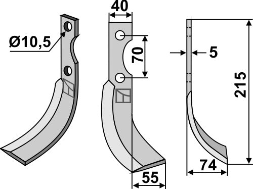 Blade 215x40mm, right