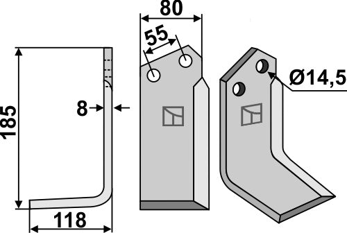 Blade 185x80mm, left