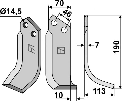 Blade 190x70mm, right