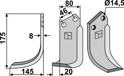 Blade 175x80mm, left