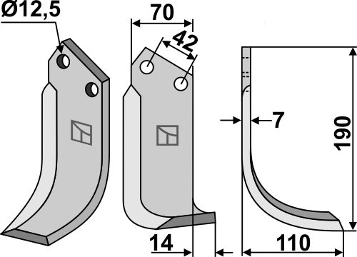 Blade 190x70mm, right