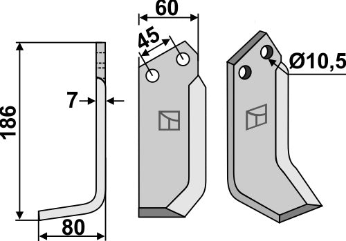 Blade 186x60mm, left