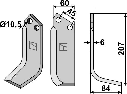 Blade 207x60mm, right