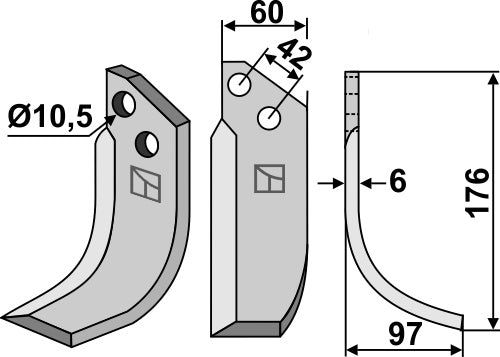 Blade 176x60mm, right