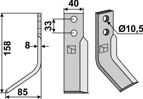 Blade 158x40mm, left