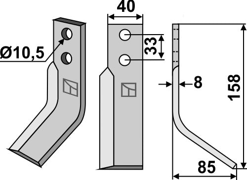 Blade 158x40mm, right