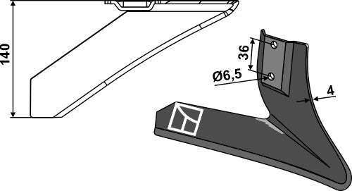 Angled wing share - right