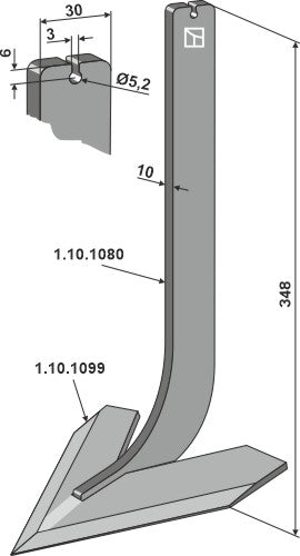 Tine with share 140mm