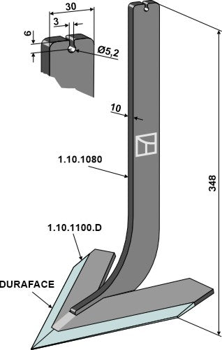 Tine with share 160mm - DURAFACE
