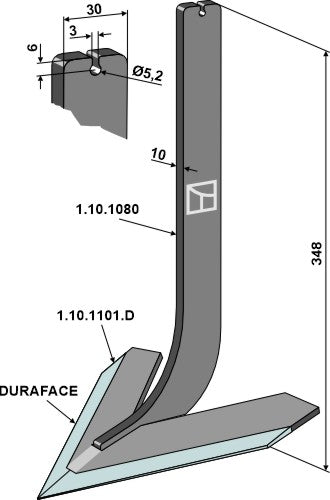 Tine with share 180mm - DURAFACE