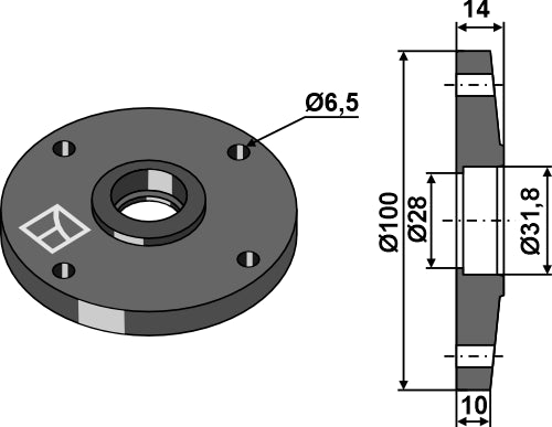 Hub for disc with bearing