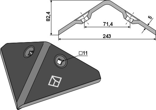 Ridger share 243mm