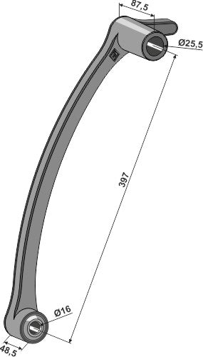 Mounting arm for rotary hoe with long hub