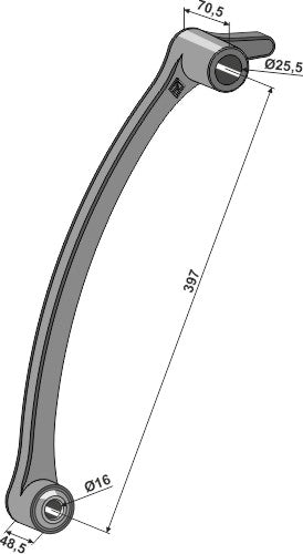 Mounting arm for rotary hoe with short hub