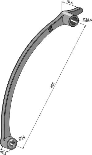 Mounting arm for rotary hoe with short hub