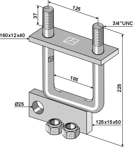 Stirrup bolt with counter plate