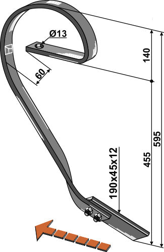 Brake tine, right