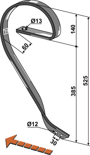 Brake tine, right