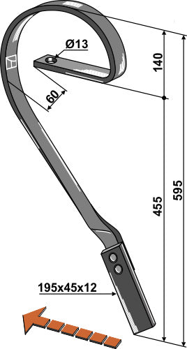Brake tine, left