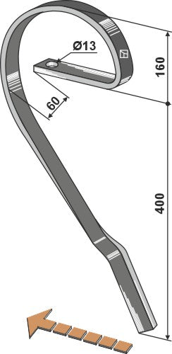 Brake tine, left