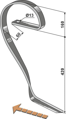 Brake tine, right