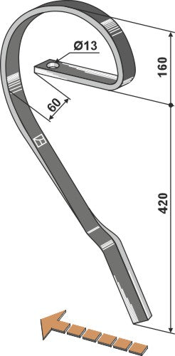 Brake tine, left