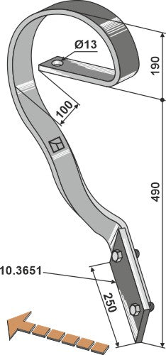 Brake tine, left