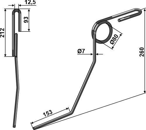 Torsion following tine Ø7mm - left