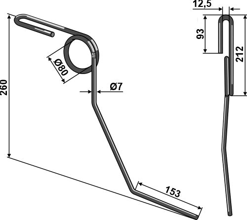 Torsion following tine Ø7mm - right