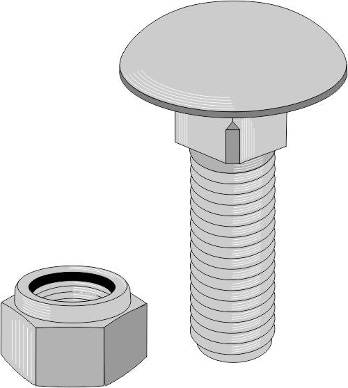 Saucer-head screw with self-locking nut