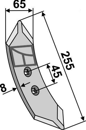 Cultivator share Huard 255mm