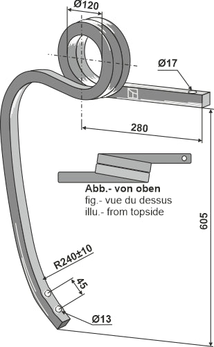 Double coil spring, right