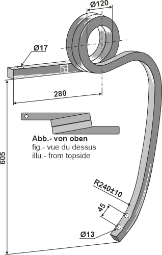 Double coil spring, left