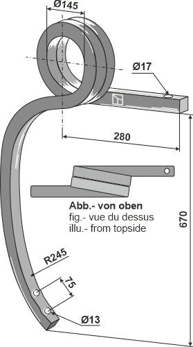 Double coil spring, right