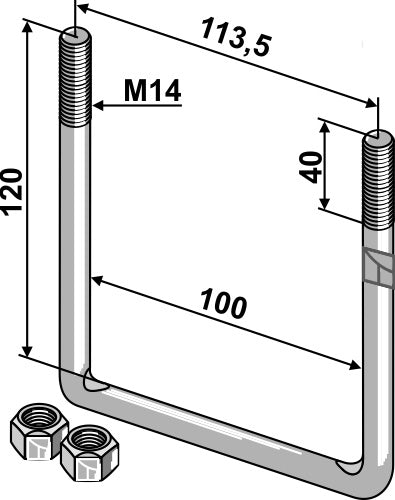 Stirrup bolt - M14