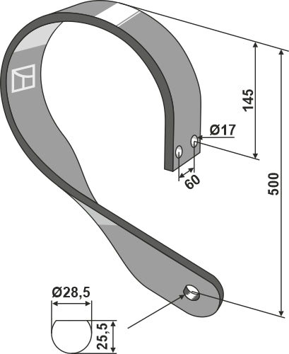 Spring shank, straight - right