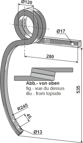 Double coil spring, right
