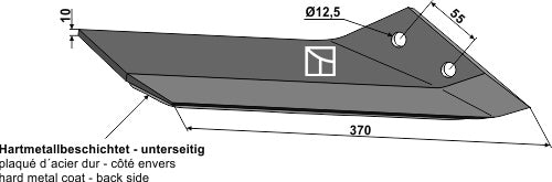 Replacement wing hard metal faced- right