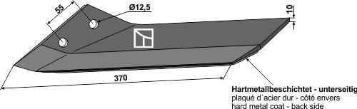 Replacement wing hard metal faced - left