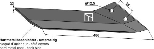 Replacement wing hard metal faced - right