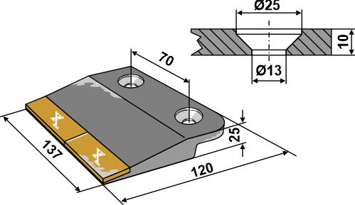bolt-on front part - left - Hard metal
