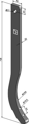Cultivator shank - 720mm