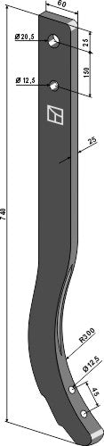 Cultivator shank - 740mm