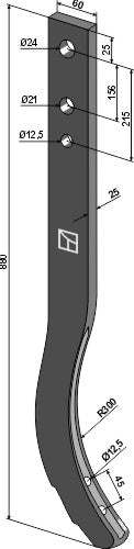 Cultivator shank - 890mm