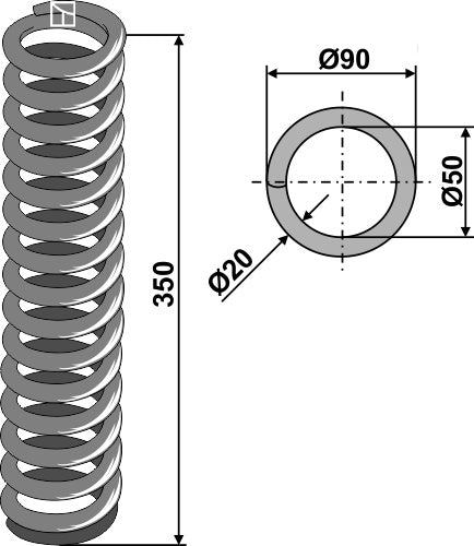 Pressure spring Ø90x350
